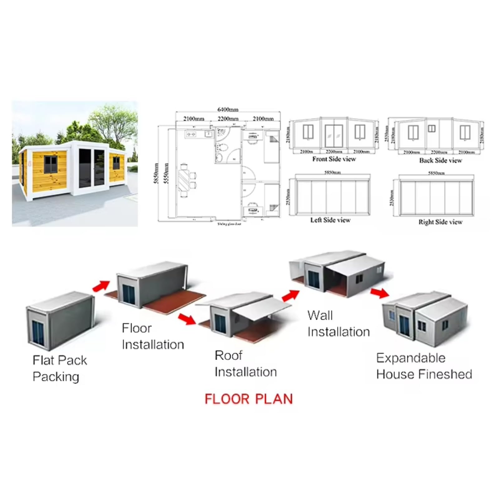 Prefabricated Foldable Expandable Container House 20 Ft Expandable